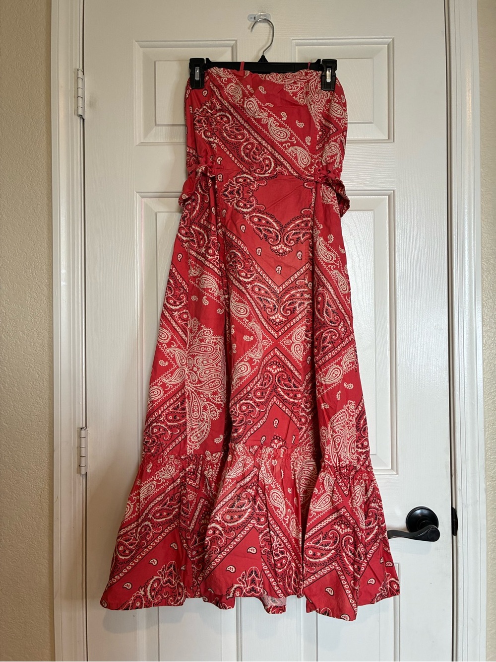 HOLDING HORSES Red Paisley Strapless Maxi Dress